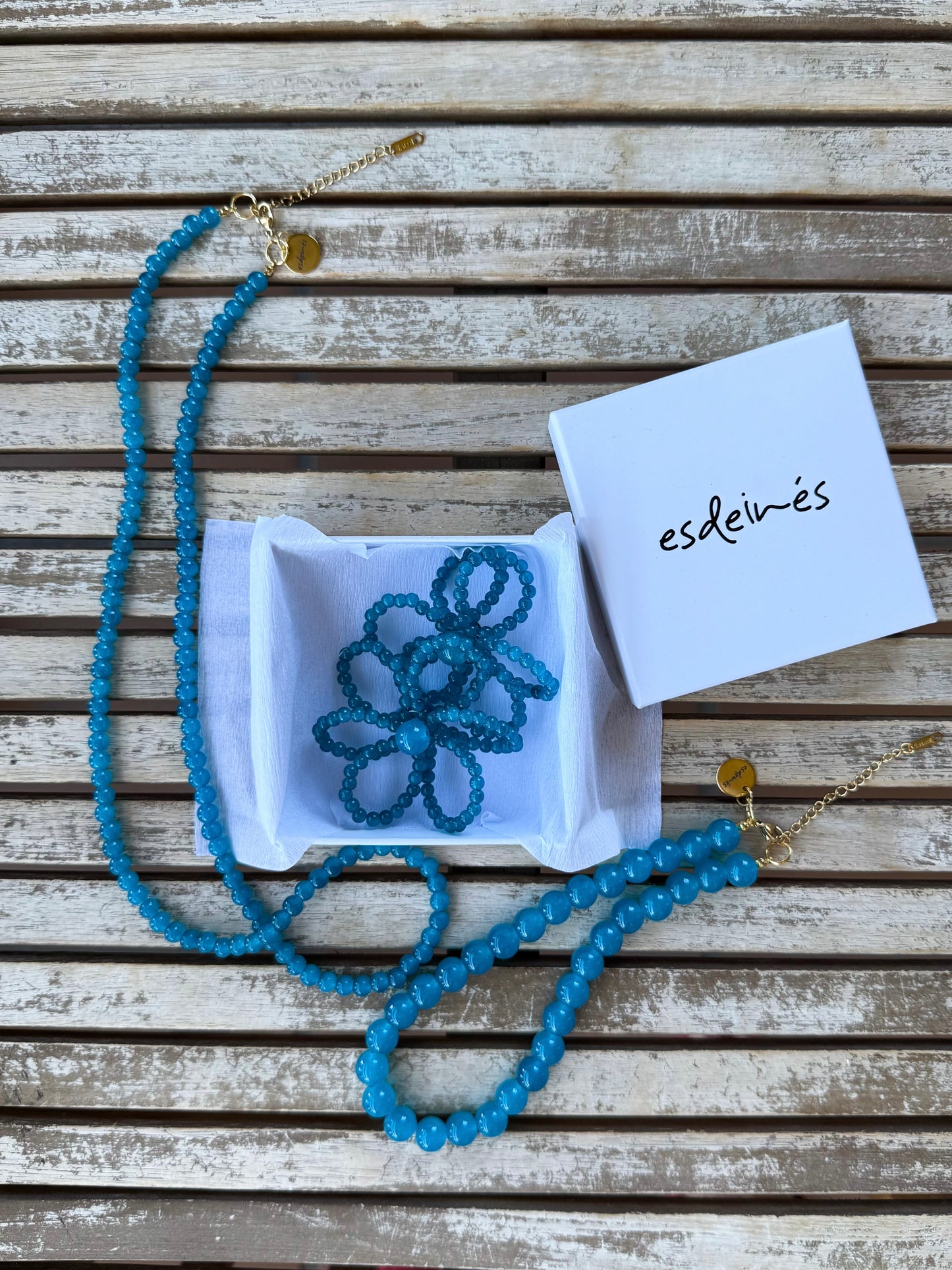 Pendientes Flor Agua Marina