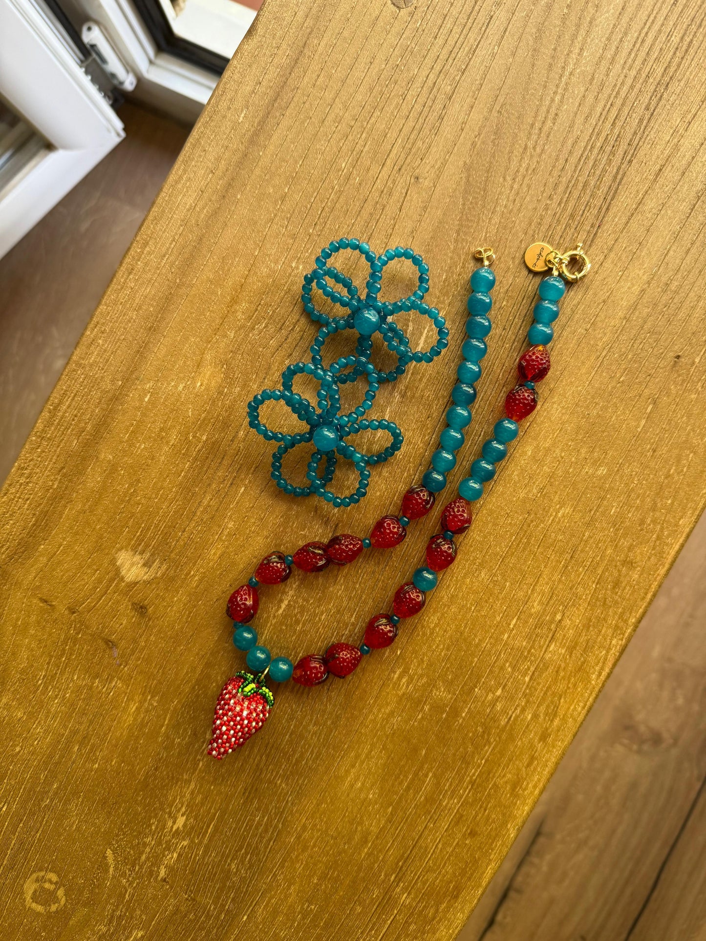 Pendientes Flor Agua Marina