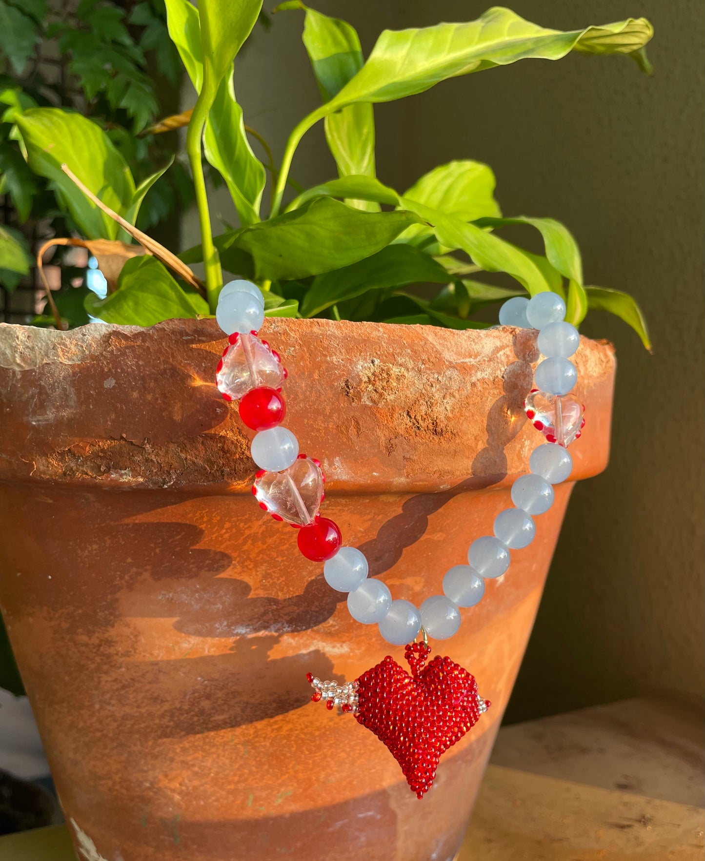 Collar Corazón Volador cristal artesanal hecho a mano — detalle 3 | esdeinés