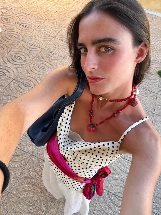 Collar Tomate porcelana y cristal soplado artesanal — detalle 5 | esdeinés