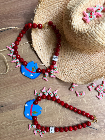 Collar Rodeo porcelana cowboy artesanal hecho a mano | esdeinés