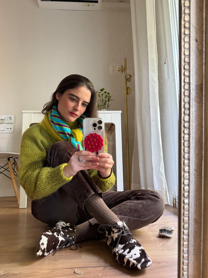 Caperuza mohair y seda Chartreuse edición limitada hecha a mano — detalle 4 | esdeinés