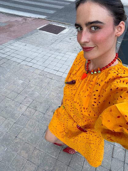 Collar Zanahoria cristal artesanal hecho a mano — detalle 2 | esdeinés