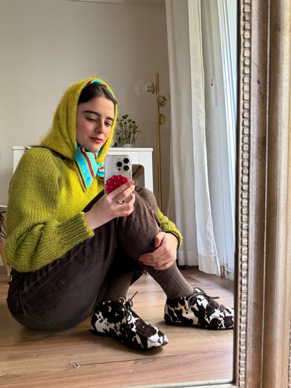 Caperuza mohair y seda Chartreuse edición limitada hecha a mano | esdeinés