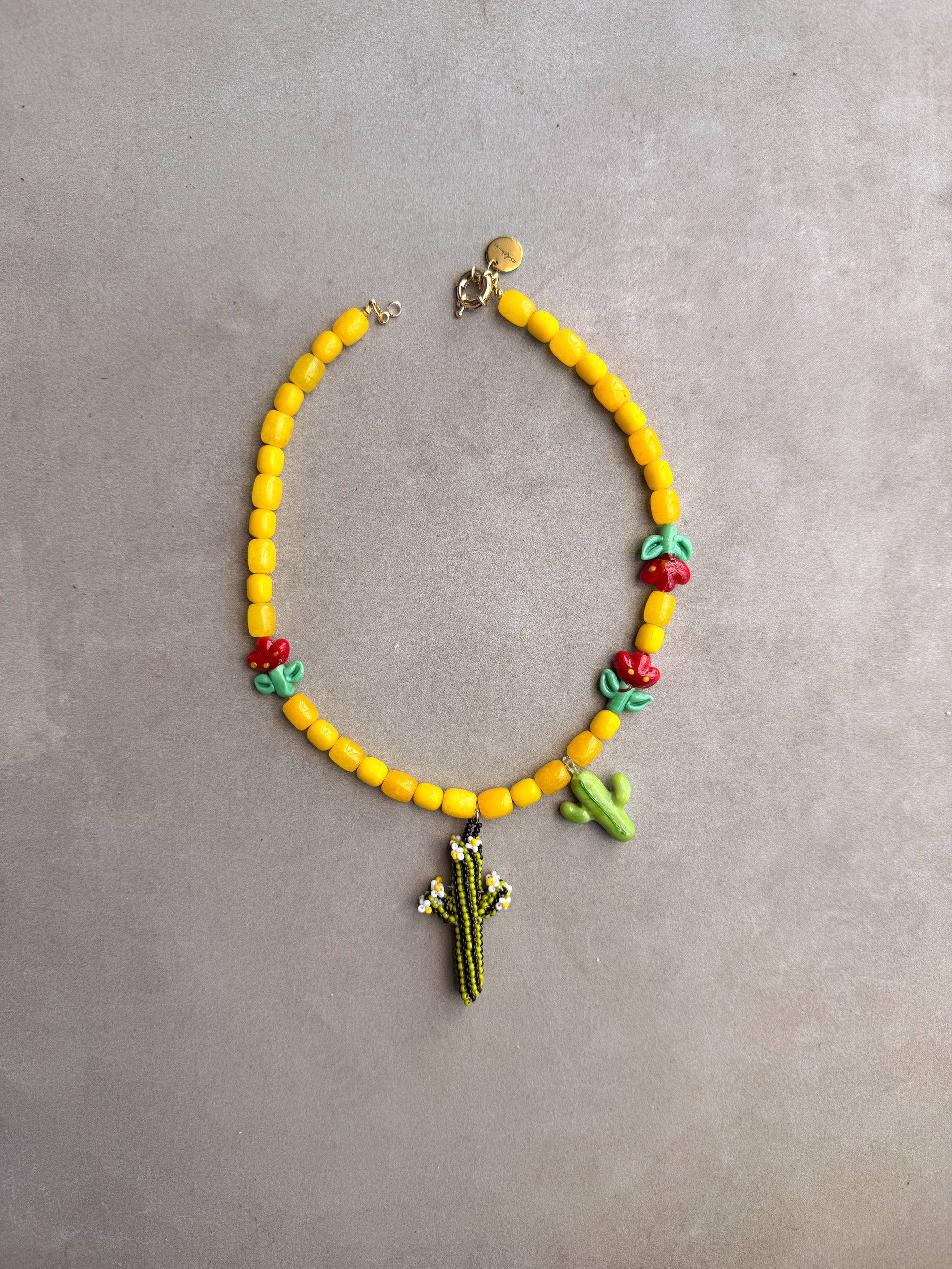 Collar Cactus de cristal soplado artesanal hecho a mano — producto frontal | esdeinés