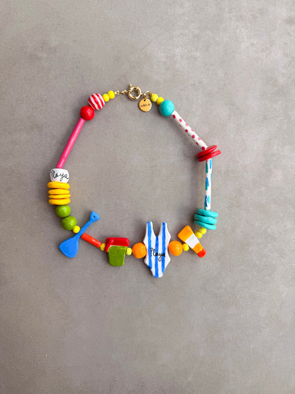Collar Playa Porcelana artesanal vista revés hecho a mano | esdeinés