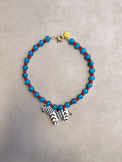 Collar Zebra cristal artesanal hecho a mano España, producto frontal | esdeinés