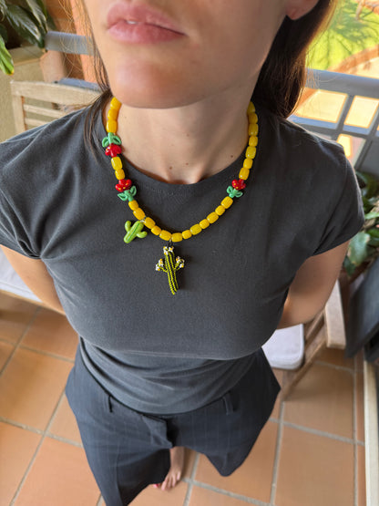 Collar Cactus de cristal soplado artesanal hecho a mano — detalle 3 | esdeinés