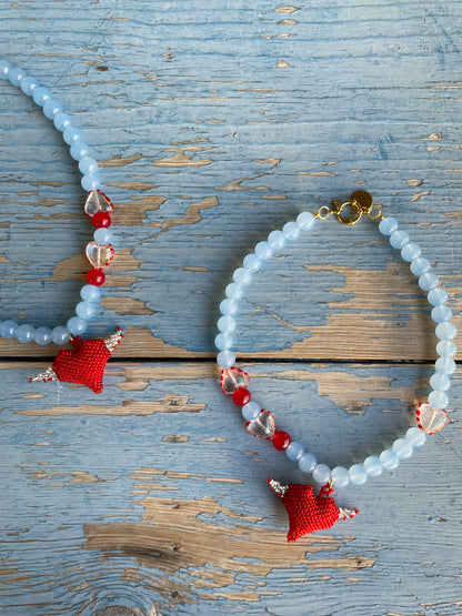 Collar Corazón Volador cristal artesanal hecho a mano | esdeinés