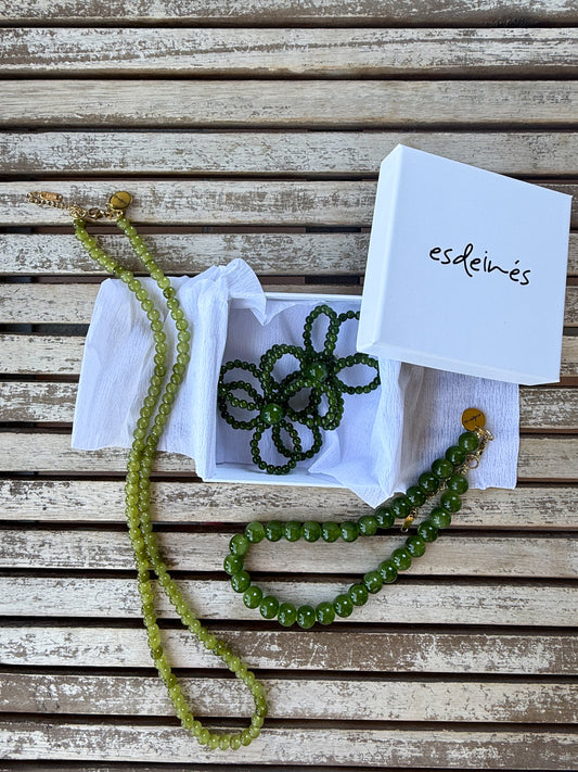 Pendientes Flor Verde Pistacho