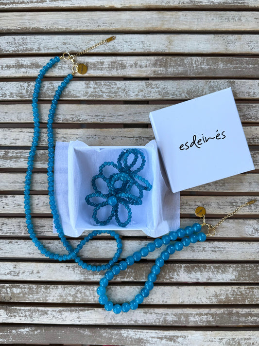 Pendientes Flor Agua Marina