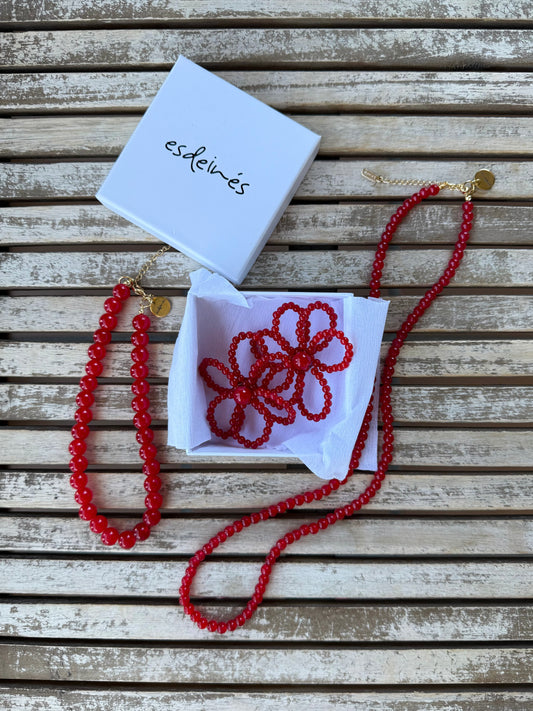 Pendientes Flor Rojo