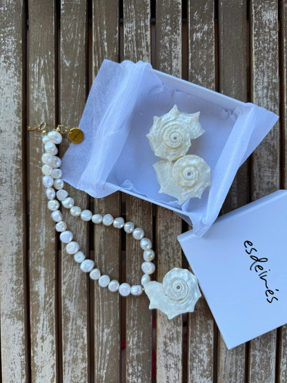 Pendientes caracola erizo natural artesanales | esdeinés
