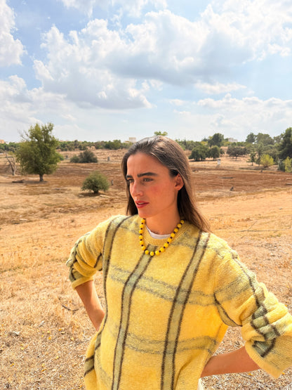 Collar corto de topacio mantequilla y cristal marrón, puesto | esdeinés