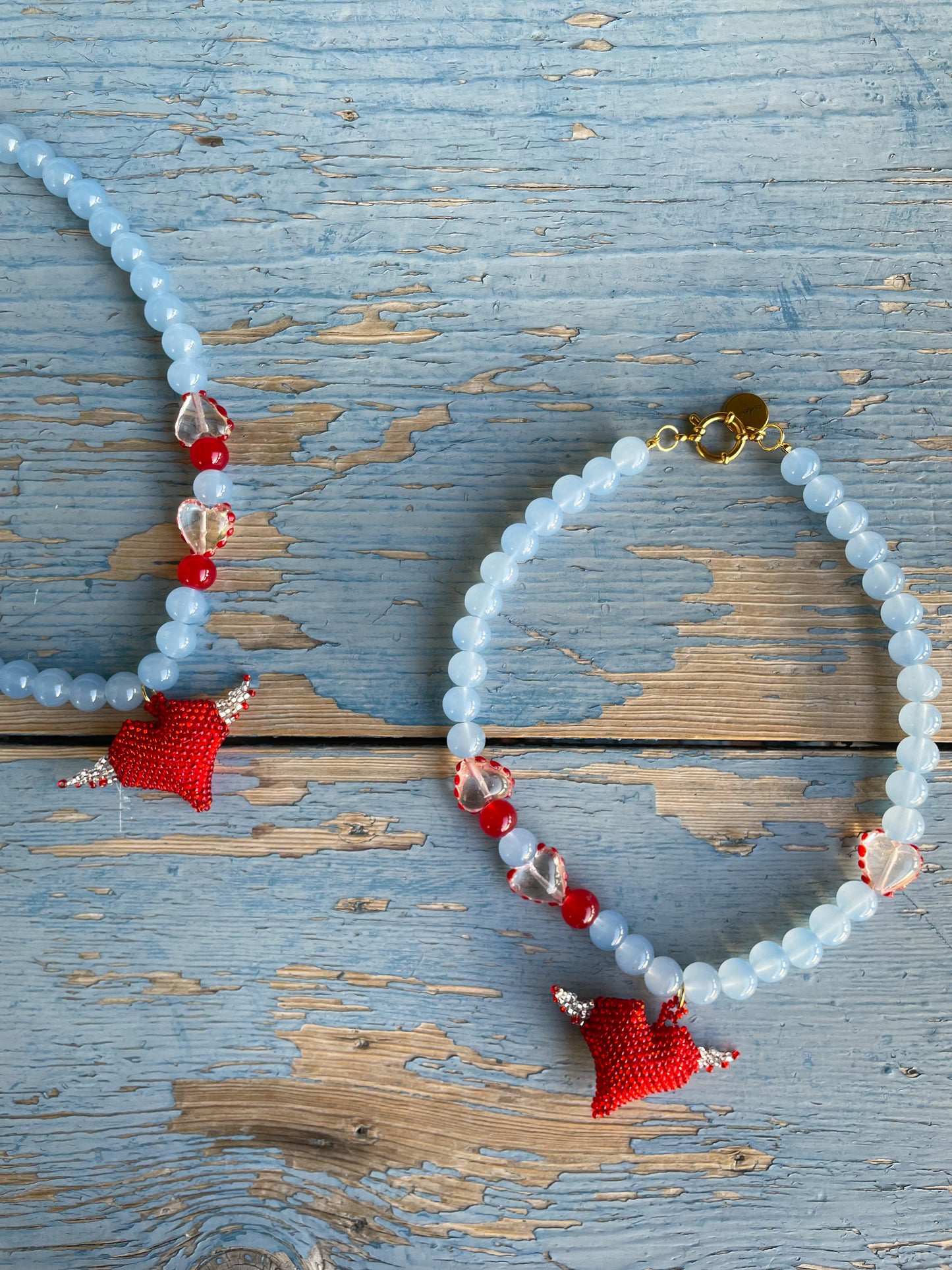 Collar Corazón Volador cristal artesanal hecho a mano | esdeinés
