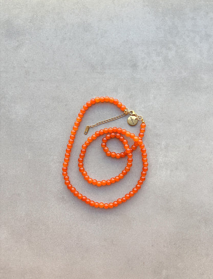 Collar Largo Básico de cristal naranja, multiposición y hecho a mano | esdeinés