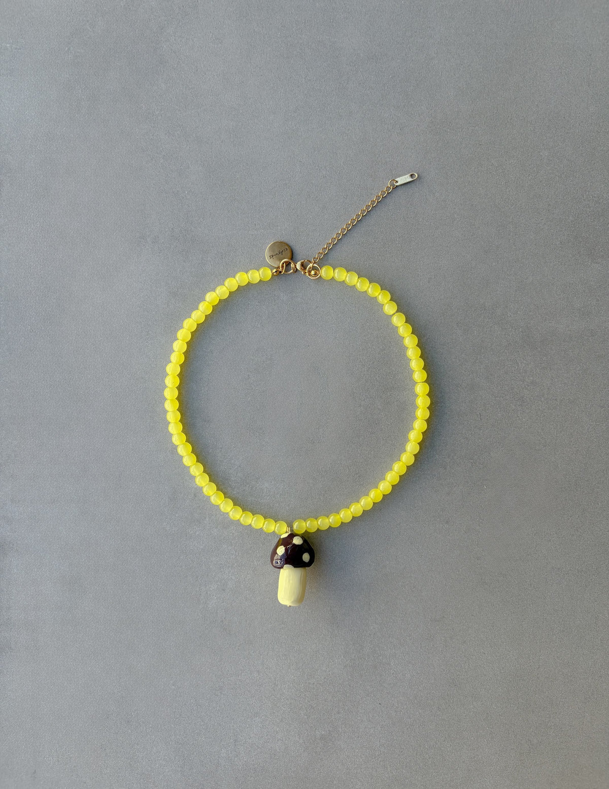 Collar Seta Kids entero, de cristal amarillo con seta de porcelana pintada a mano | esdeinés