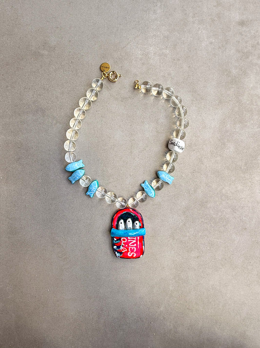 Collar Sardines porcelana artesanal pintada a mano — producto frontal | esdeinés