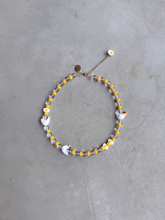 Collar Huevos de Corral cristal soplado artesanal frontal | esdeinés