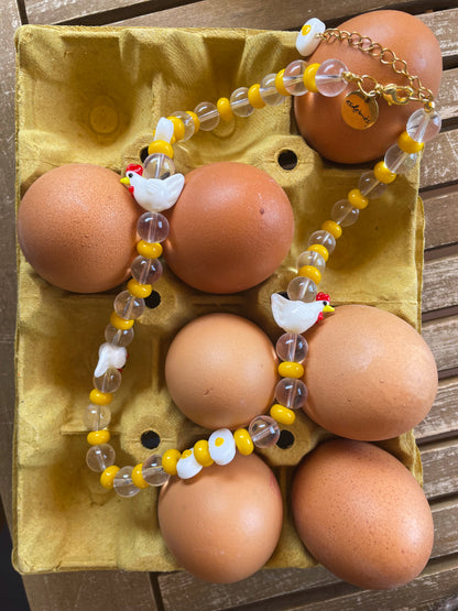 Collar Huevos de Corral cristal soplado artesanal — detalle 2 | esdeinés