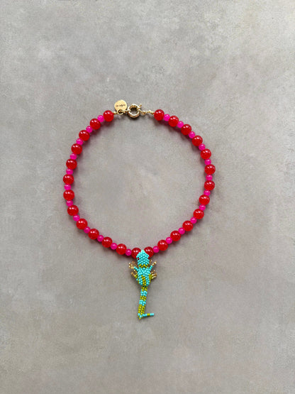 Collar Lagartija artesanal de pepitas de cristal | esdeinés