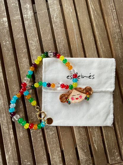 Collar Carita porcelana pintada a mano artesanal | esdeinés